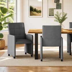 Set of 2 Grey Dining Chairs with Casters