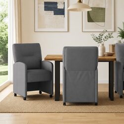2 pcs Ergonomic Grey Dining Chairs with Wheels