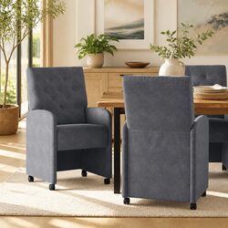 Modern Grey Dining Chairs with Wheels 2 pcs
