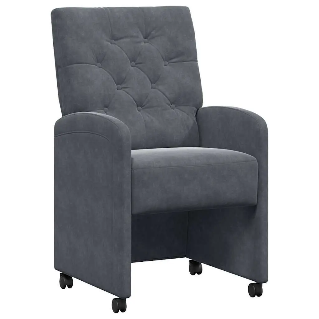 Dining Chairs with Wheels 2 pcs Grey Kitchen Room Furniture Modern Design