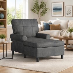 Black Chaise Lounge Chair with Cushion – Dimensions 91 x 157 cm