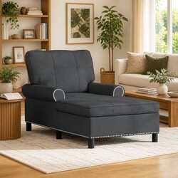 Modern Grey Chaise Lounge Chair with Sturdy Construction