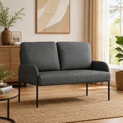 Functional Grey Sofa with Metal Frame and Plywood Base