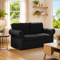 Sleek Black Fabric Modular Sofa with Sturdy Construction