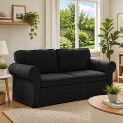 Black Modular Sofa with Metal Frame, 175 x 82 x 80 cm