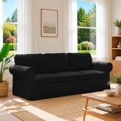 Black Modular Sectional Sofa with Durable Metal Frame