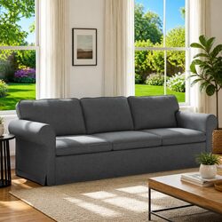 Modular Grey Sofa with Metal Frame and Fabric Finish