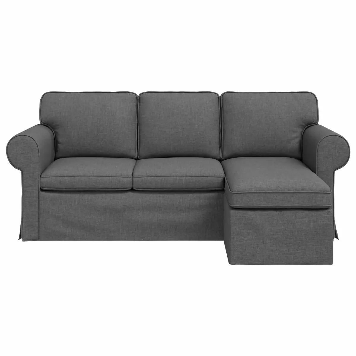Dark Grey Fabric Sofa Modern Living Room Couch 195cm Wide Comfortable Seating