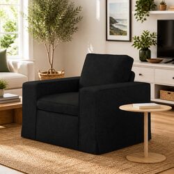 Black Modular Sectional Sofa with Metal Frame Construction