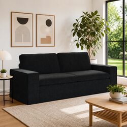 Modular Sectional Sofa in Black with Metal Frame 222x80x82cm