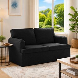 Modular Black Sofa 144 x 80 x 85 cm with Ergonomic Design
