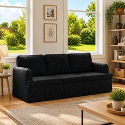 Black Fabric Sofa with Modular Design 201 x 80 x 85 cm