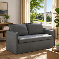 Modular Grey Fabric Sofa with Metal Frame, 156 x 82 x 85 cm