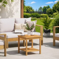 Solid Acacia Wood Side Table 45x45x45cm for Versatile Use
