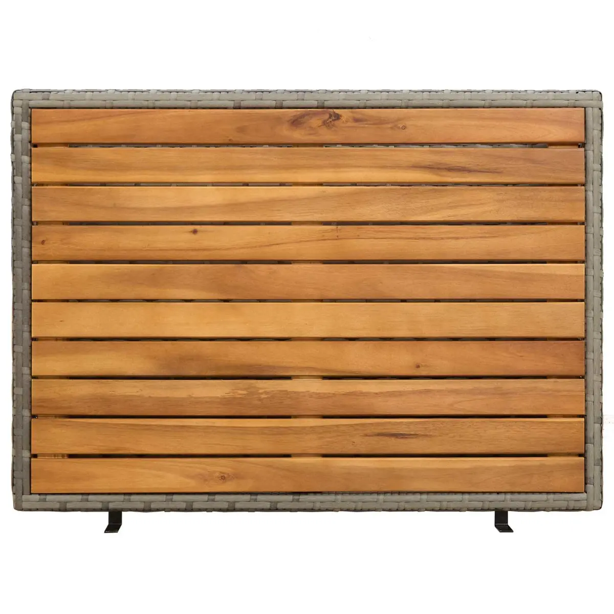 Storage Cabinet Grey 70x50x87cm Acacia Wood Top Rattan Doors