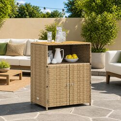 Rattan Storage Cabinet in Beige - 70 x 50 x 87 cm