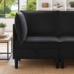 Black Velvet Sofa with Storage: Modern Design Essentials