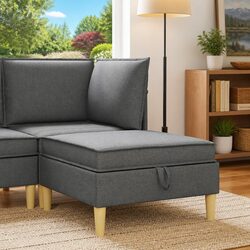 Square Storage Ottoman with Solid Wood Frame and Foam Cushion