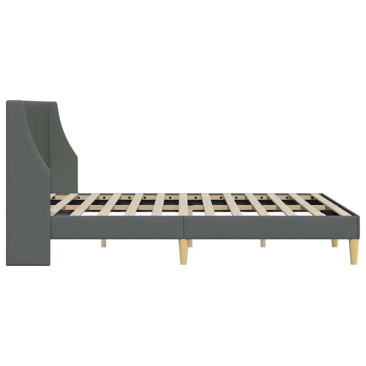Bed Frame with Dark Grey Fabric Headboard Rectangular Modern 137 x 190 cm
