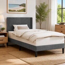 Modern Bed Frame with Plywood Construction and Slatted Base