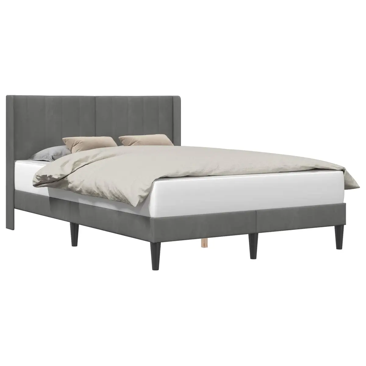 Bed Frame with Headboard Dark Grey 137 x 190 cm Modern Bedroom Furniture