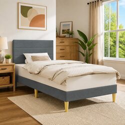 Sleek Dark Grey Bed Frame with Headboard for Stylish Rooms