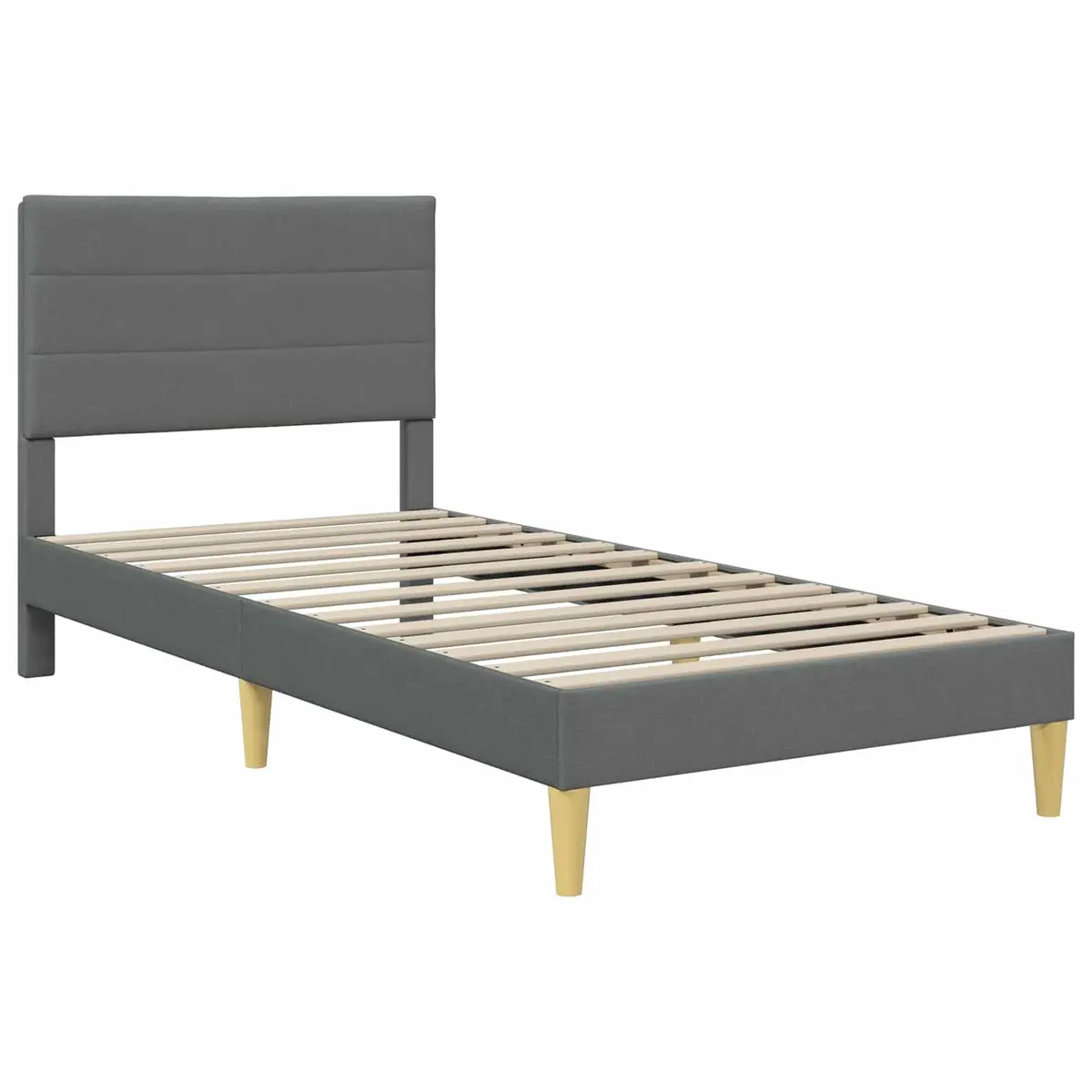 Bed Frame Fabric Upholstered Headboard Dark Grey 107 x 203 cm Modern