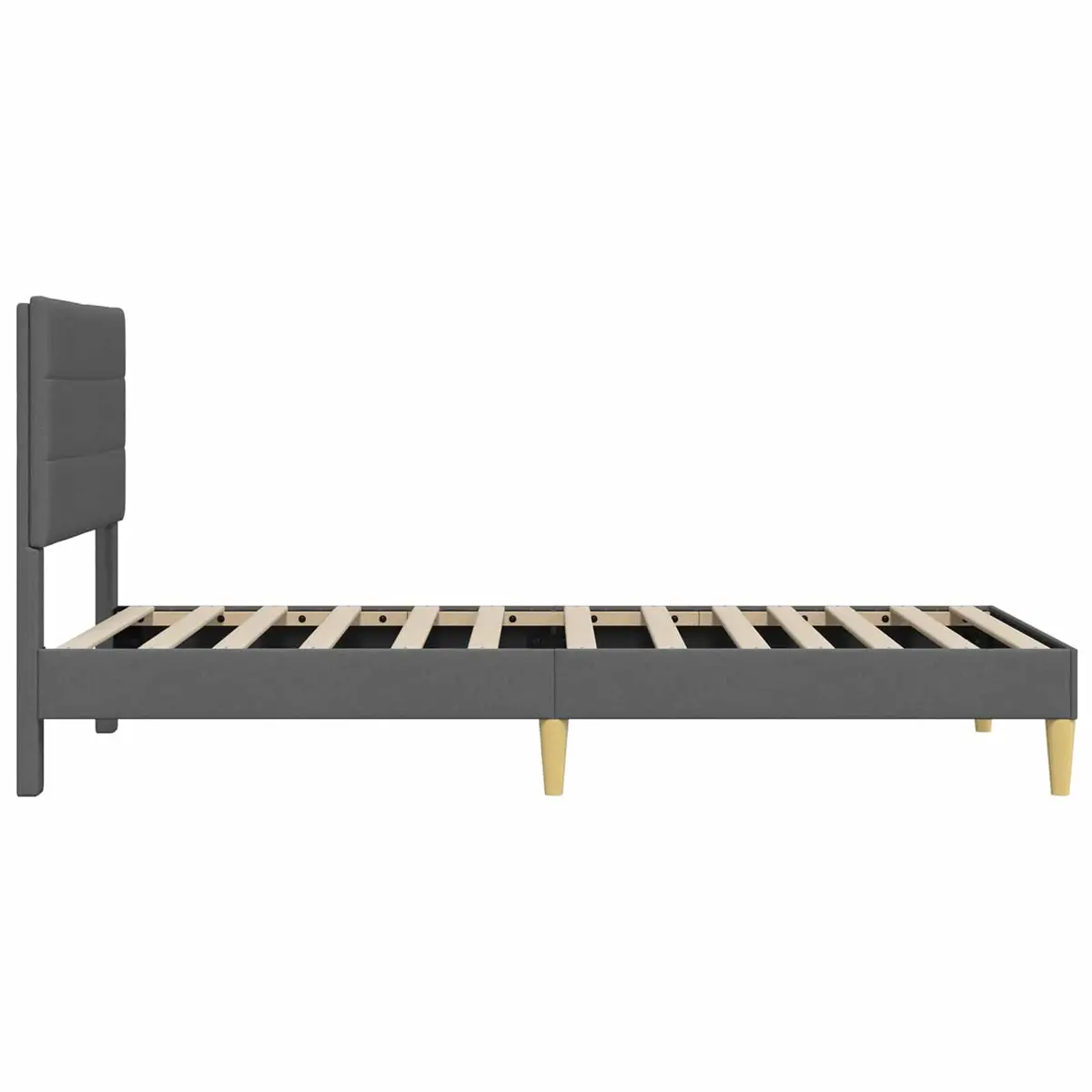 Bed Frame Fabric Upholstered Headboard Dark Grey 107 x 203 cm Modern