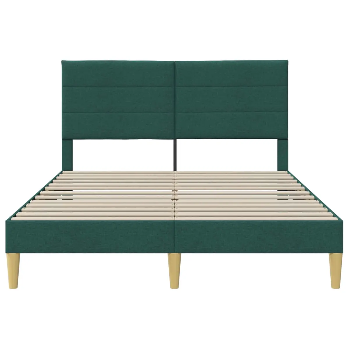 Bed Frame Modern Dark Grey Fabric Headboard 137 x 190 cm Sturdy Plywood Construction