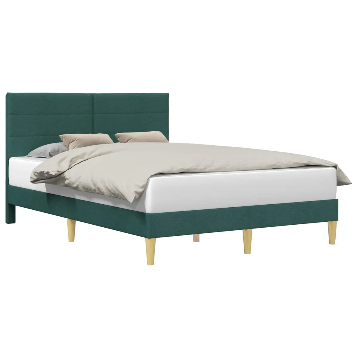 Bed Frame with Fabric Headboard Modern 153x203cm Dark Grey