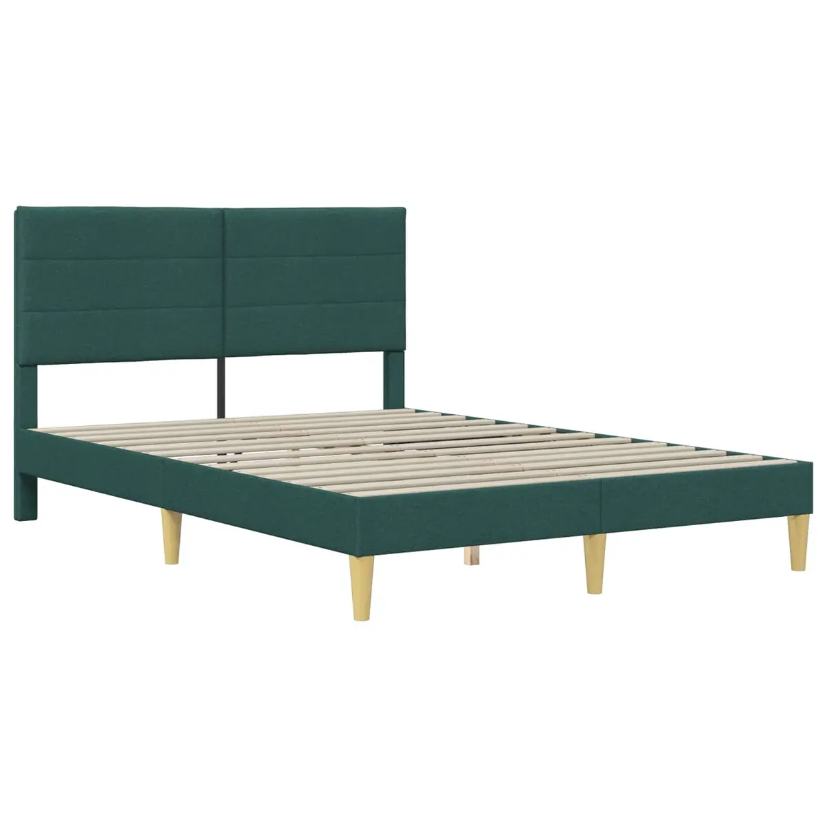 Bed Frame with Fabric Headboard Modern 153x203cm Dark Grey
