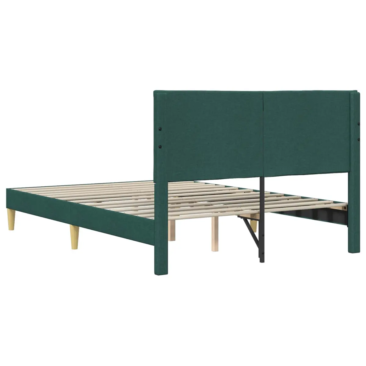 Bed Frame with Fabric Headboard Modern 153x203cm Dark Grey