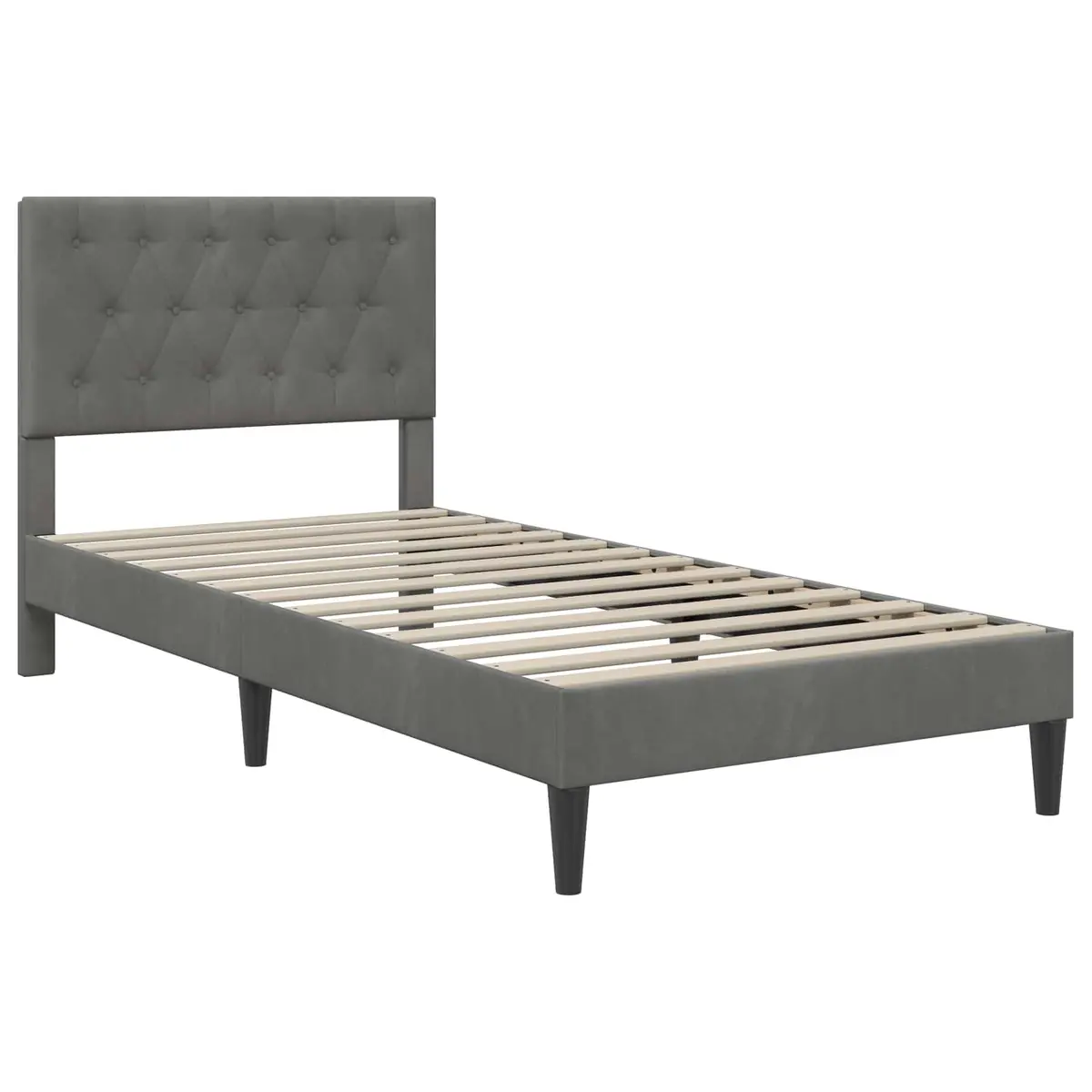Bed Frame Velvet Dark Grey 90 x 190 cm Modern Bedroom Furniture