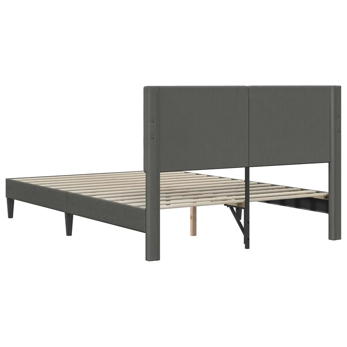 Bed Frame with Corduroy Headboard Dark Grey 137 x 190 cm