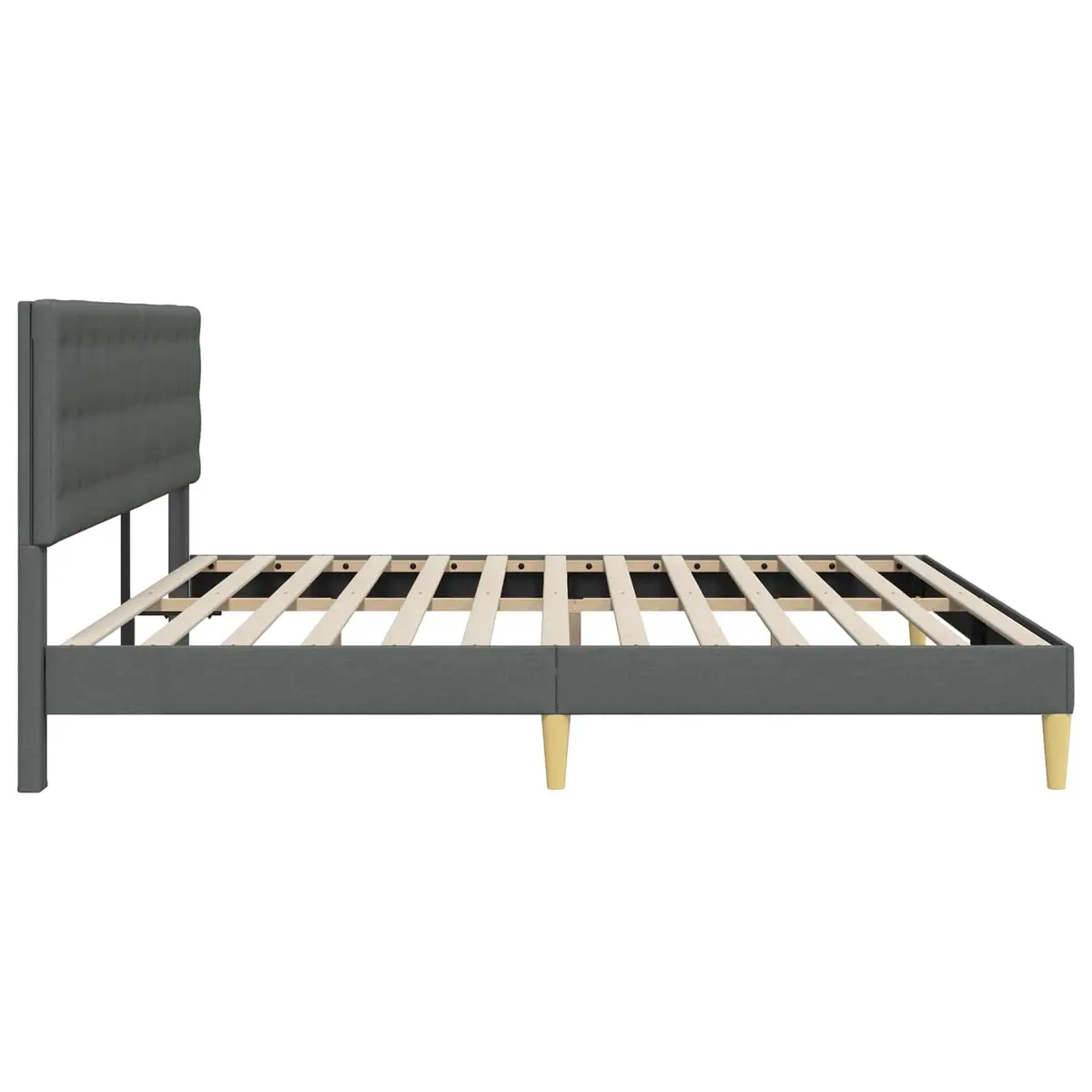 Bed Frame Grey Modern Fabric 180 x 200 cm Platform Slatted Base