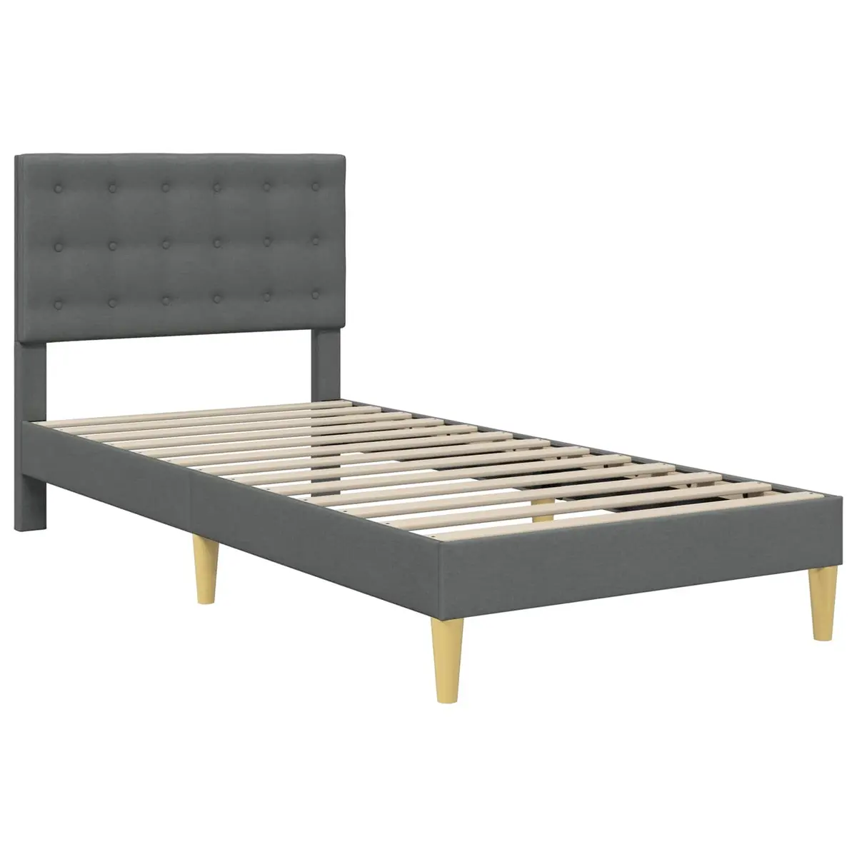 Bed Frame with Fabric Headboard Comfort 107 x 203 cm Dark Grey