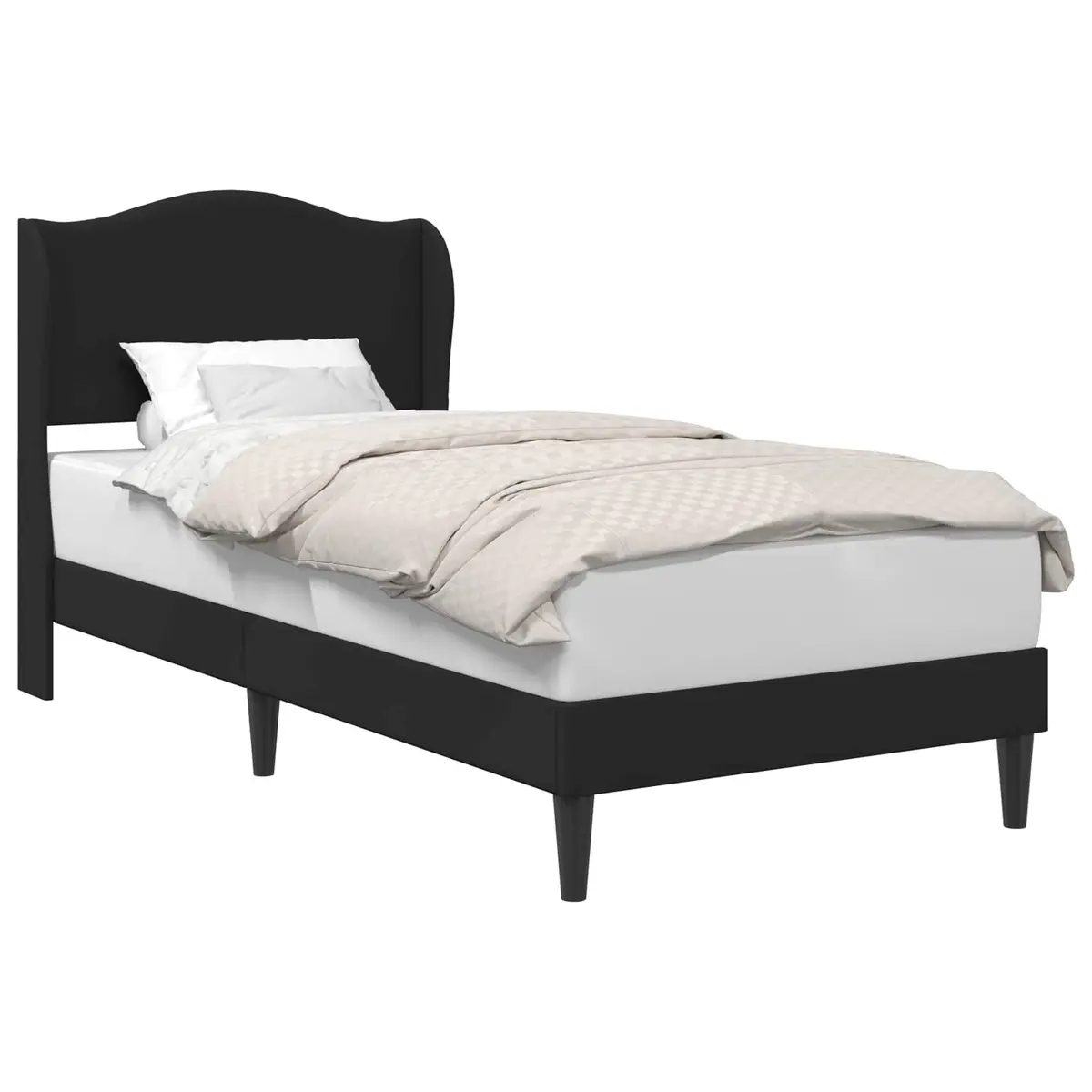 Bed Frame Faux Leather Modern 107 x 203 cm Black