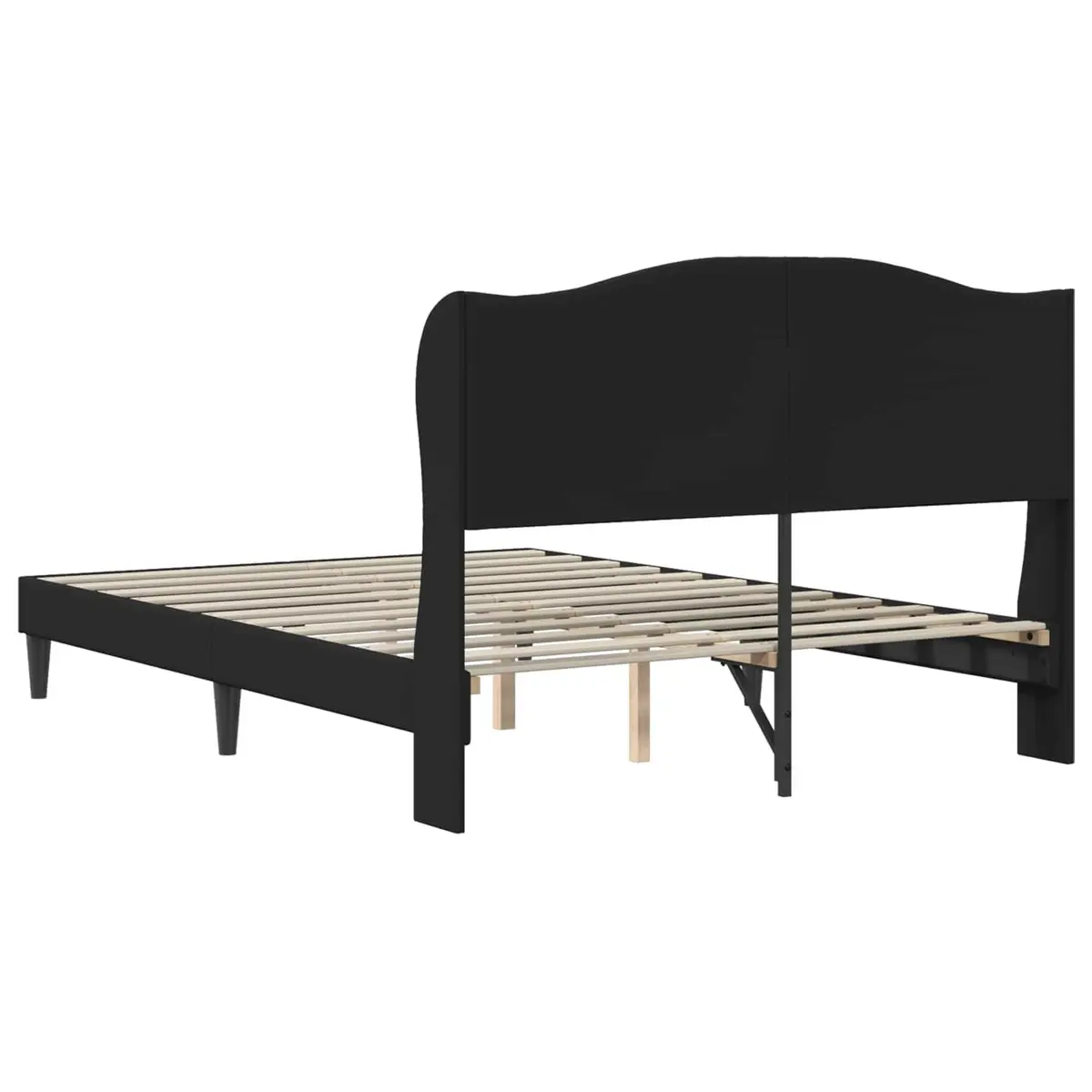 Bed Frame Faux Leather Integrated Headboard 137 x 190 cm Black