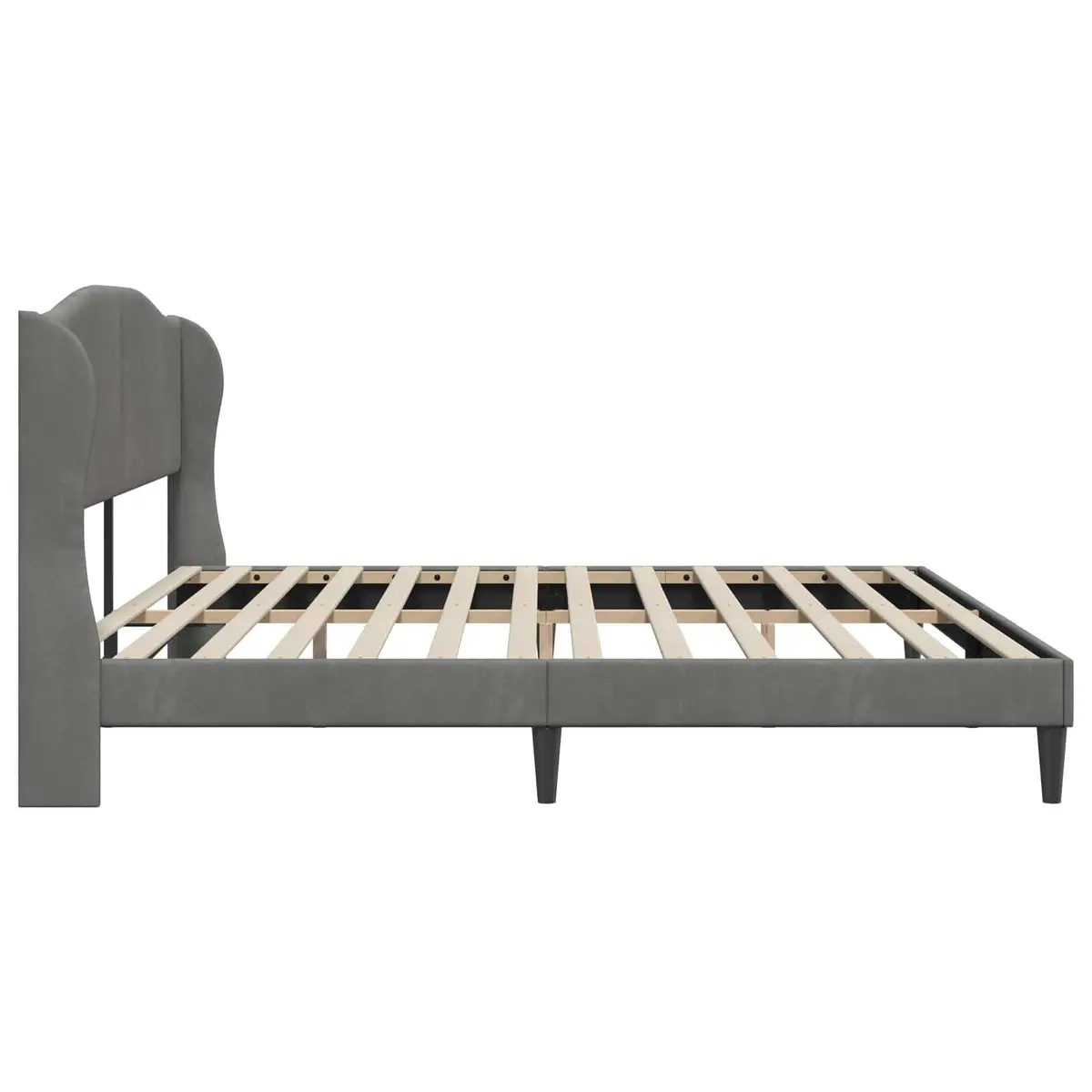 Bed Frame with Velvet Headboard Modern Dark Grey 180 x 200 cm