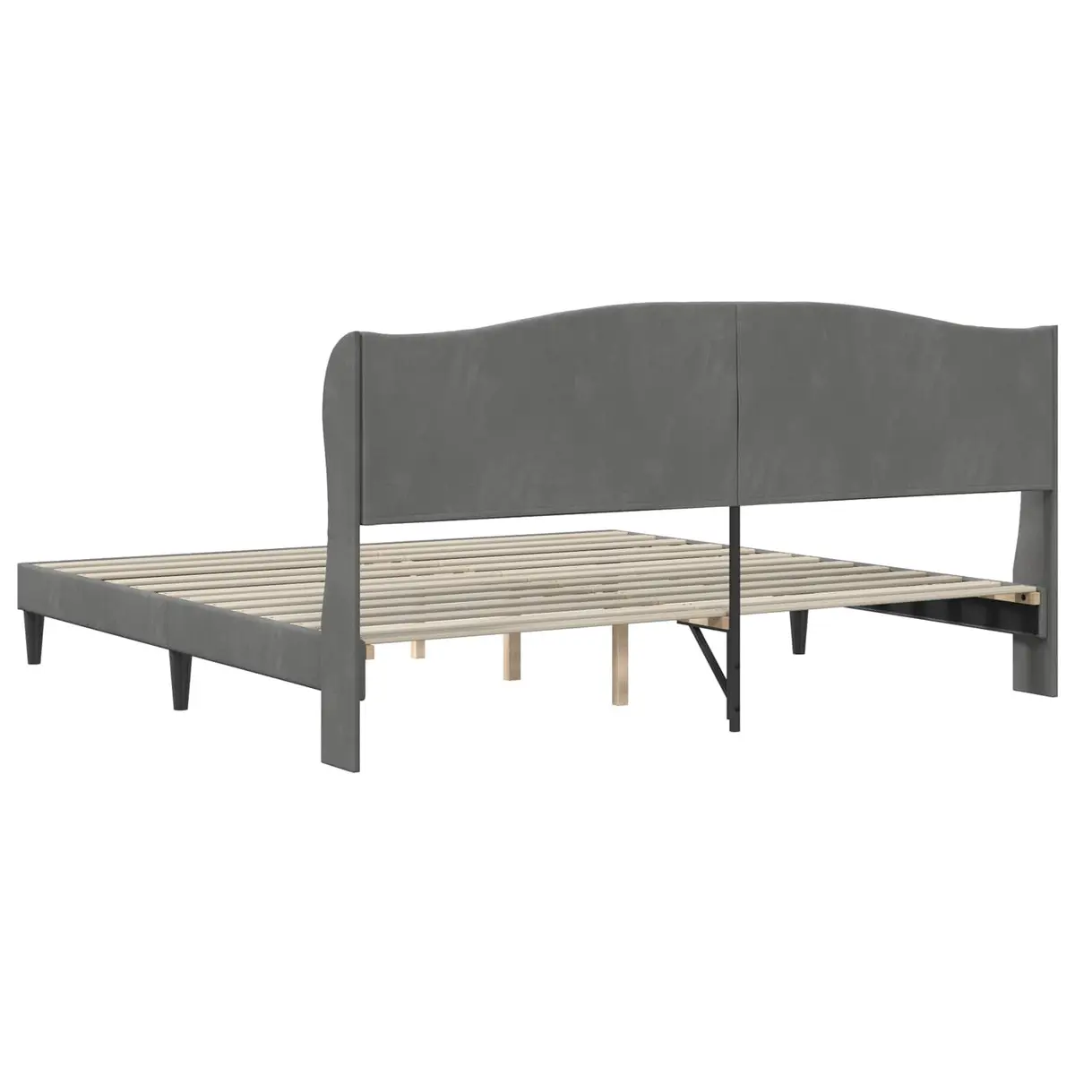 Bed Frame with Velvet Headboard Modern Dark Grey 180 x 200 cm