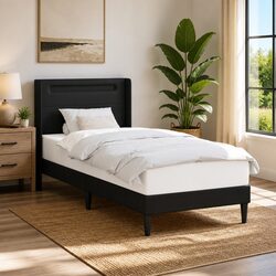 Black Bed Frame with Multicolour LED Lights 90 x 190 cm