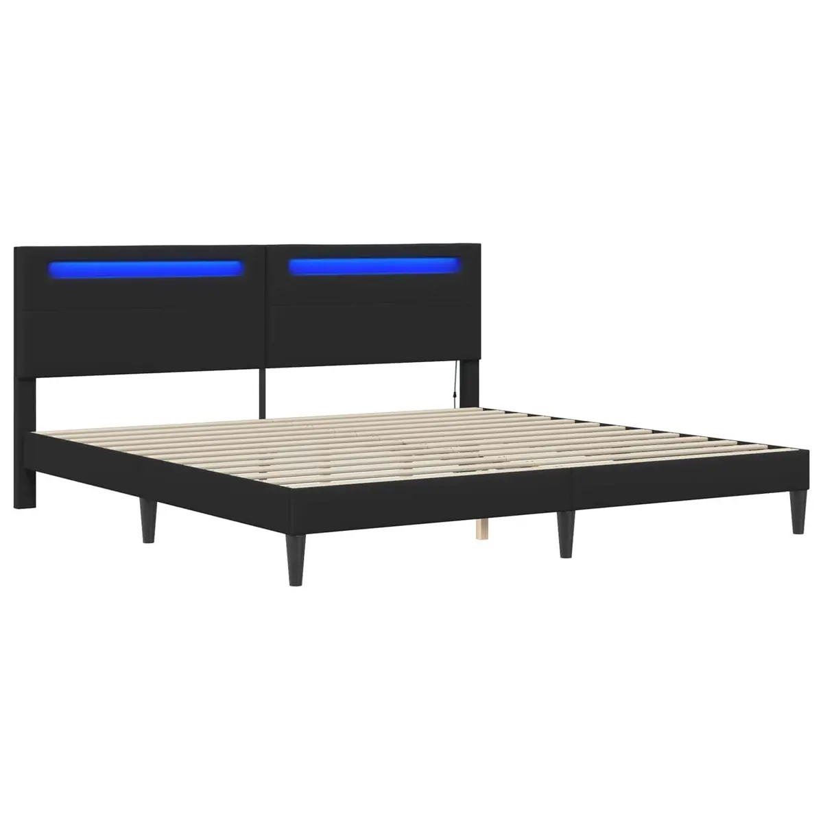 Bed Frame with LED Strip Lights Faux Leather 180 x 200 cm Black