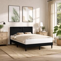 Black Bed Frame with Integrated LED Strip Lights