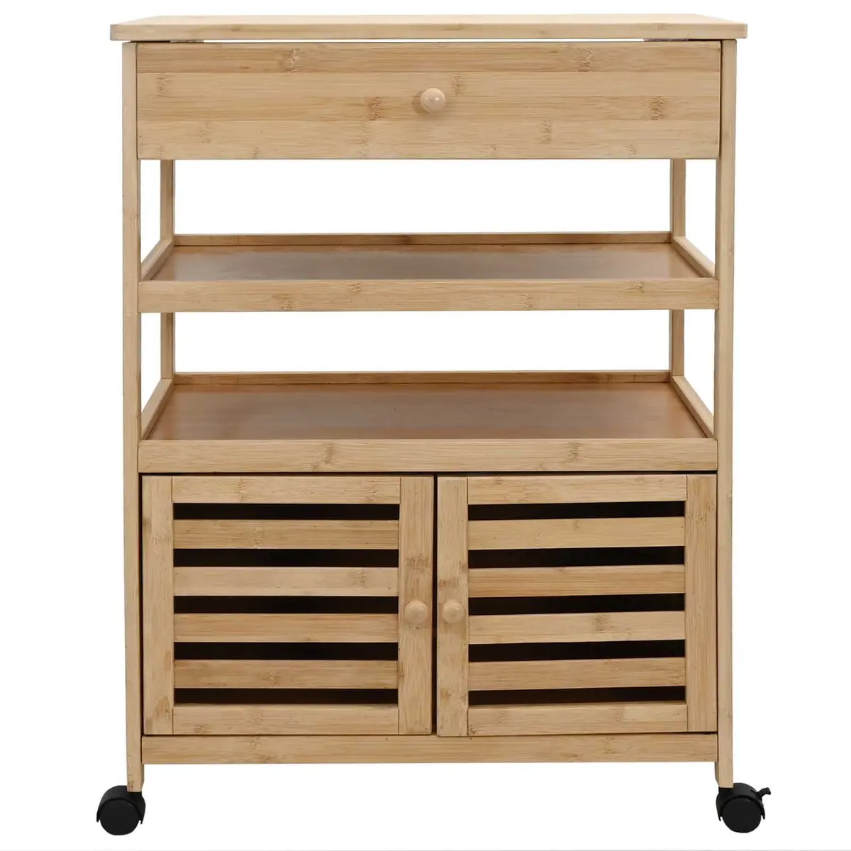 Kitchen Trolley with Wheels Bamboo Storage Cart Brown 59.5 x 36 x 82 cm