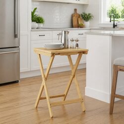 Rectangular Bamboo Kitchen Table with Foldable Design