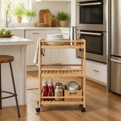 Three-Tier Kitchen Trolley with Wheels 46x38x76cm