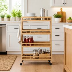 4-Tier Kitchen Trolley with Wheels 60x18x97cm