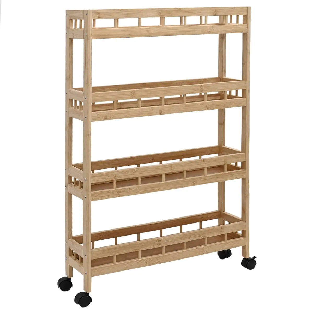 Kitchen Trolley with Wheels Organiser 60x18x97cm Brown 4-Tier