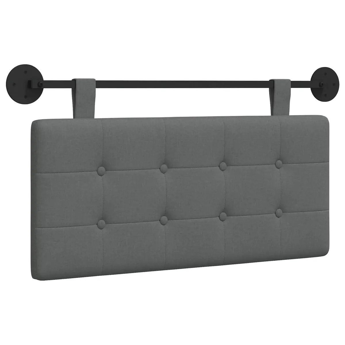 Dark Grey Hanging Headboard Fabric Upholstered Wall Mount Bedroom Decor