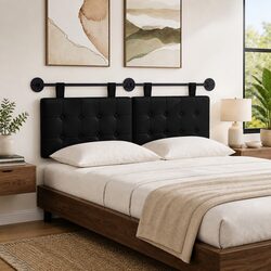 Wall-Mounted Black Headboard with Foam Padding